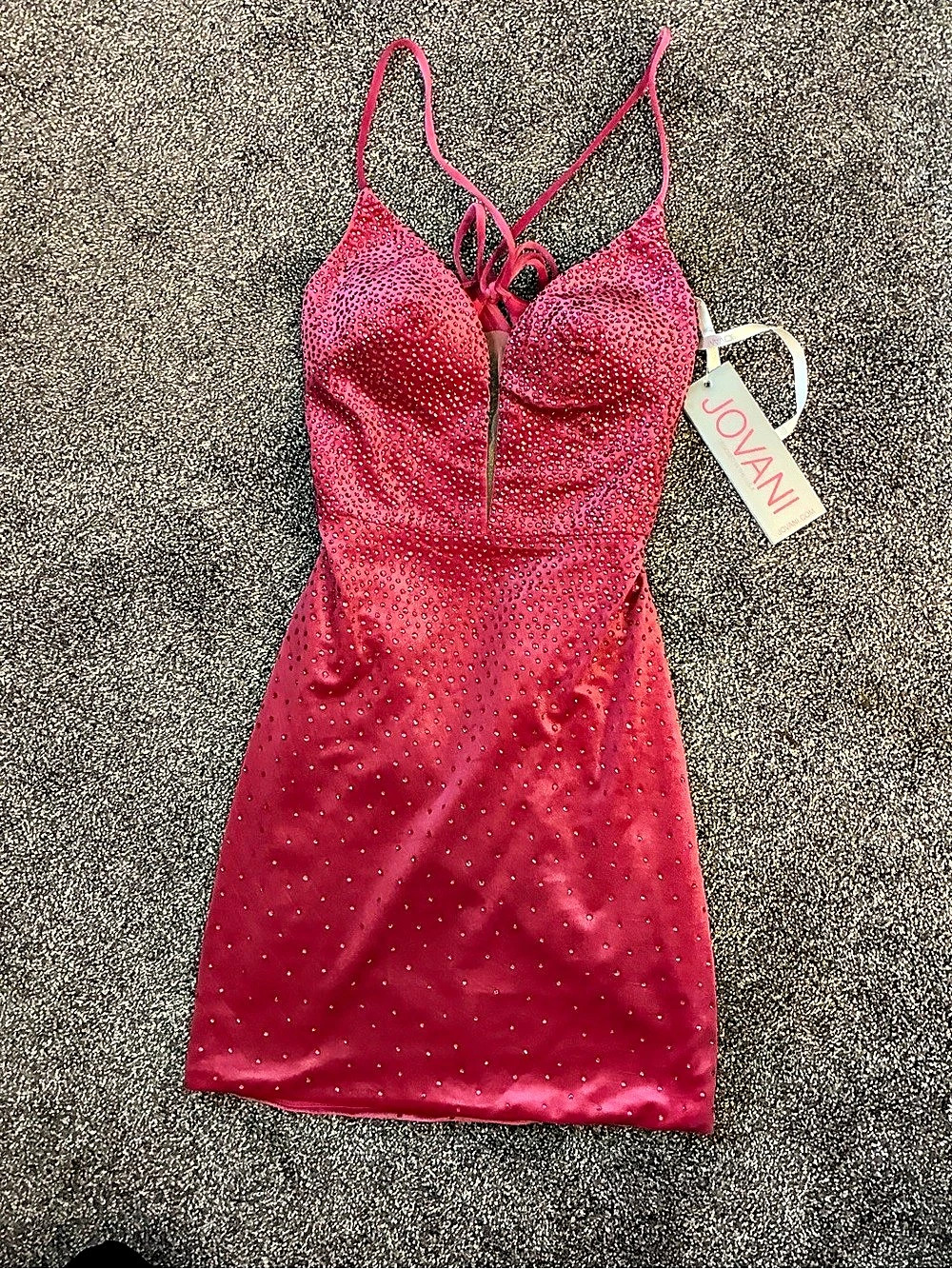 JOVANI Beaded Mini Dress in Pink Size 2 NWT